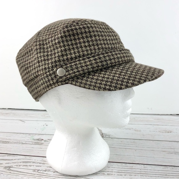 Bluenotes Accessories - Brown houndstooth pageboy cap